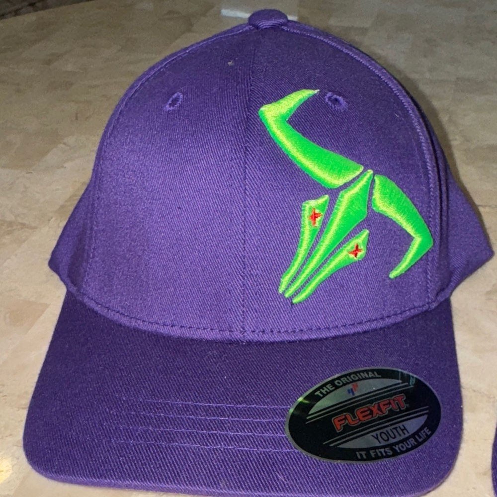 Youth Purple Hat with Green Logo